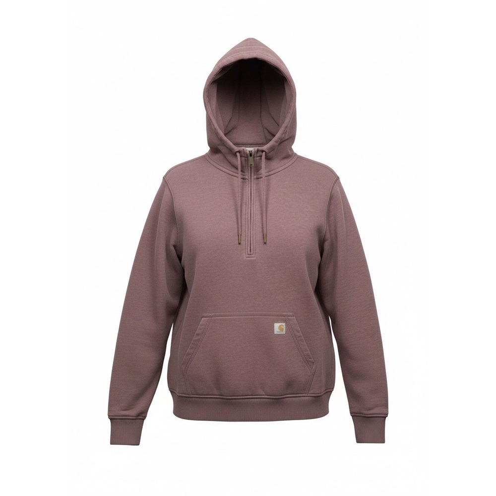 Carhartt Women's Mauve Purple Quarter Zip Relaxed Fit Hoodie Sweatshirt, Size L